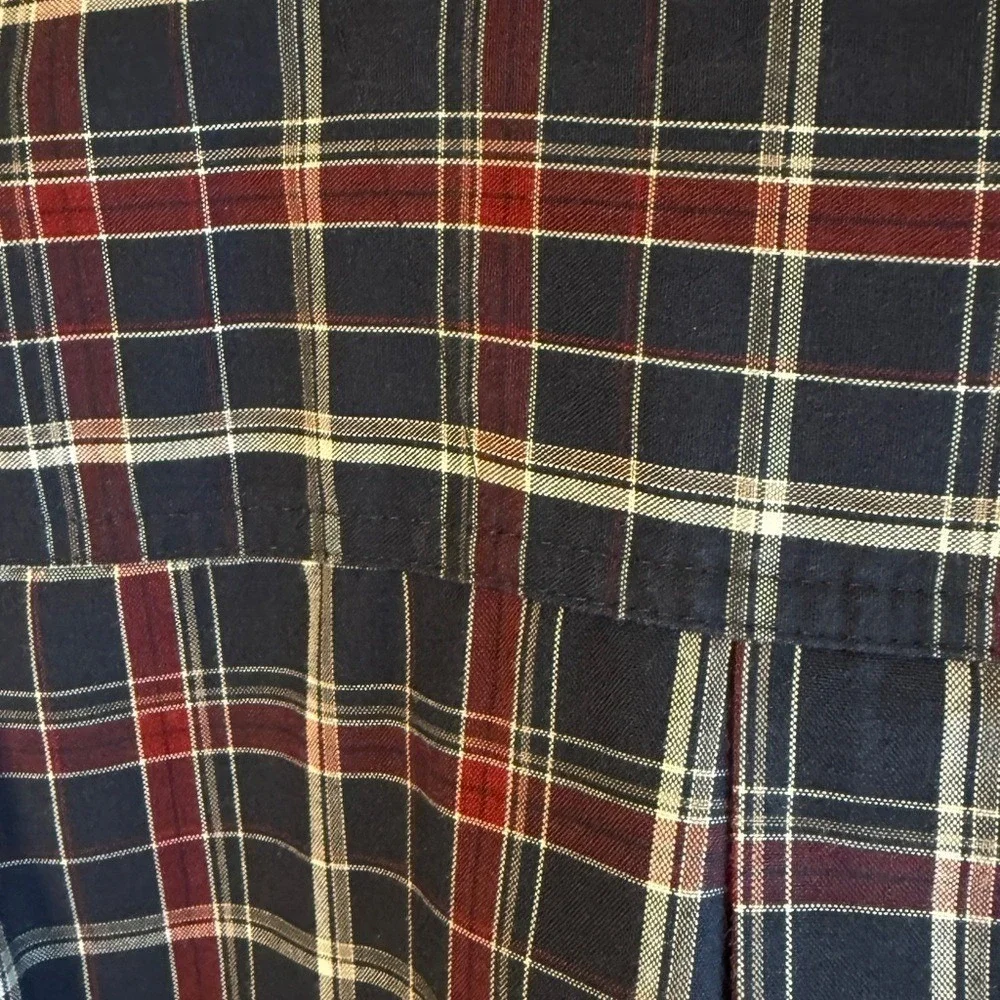 WRANGLER WESTERN Rugged Wear Plaid Button Up Oxford Shirt X-Large Blue/Red - Picture 3 of 5
